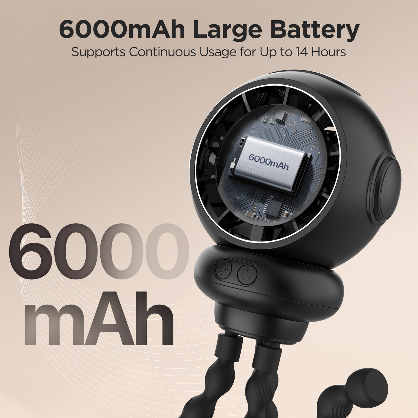 Stroller Fan, 6000mAh Stroller Fans Clip On for Baby with 4 Speeds, LED Display & Night Light, 360° Rotate Rechargeable Portable Fan for Car Seat Crib Bedroom Travel, Gifts for Mom, Dad