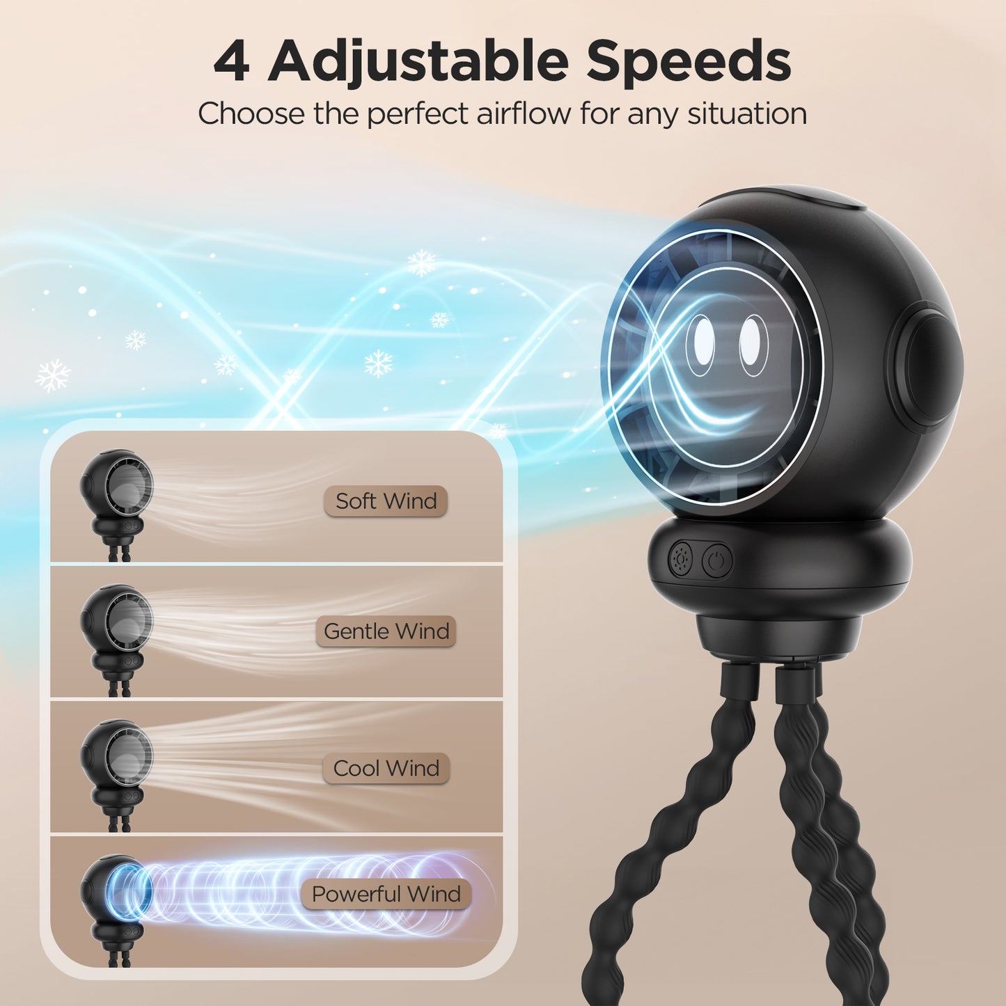 Stroller Fan, 6000mAh Stroller Fans Clip On for Baby with 4 Speeds, LED Display & Night Light, 360° Rotate Rechargeable Portable Fan for Car Seat Crib Bedroom Travel, Gifts for Mom, Dad