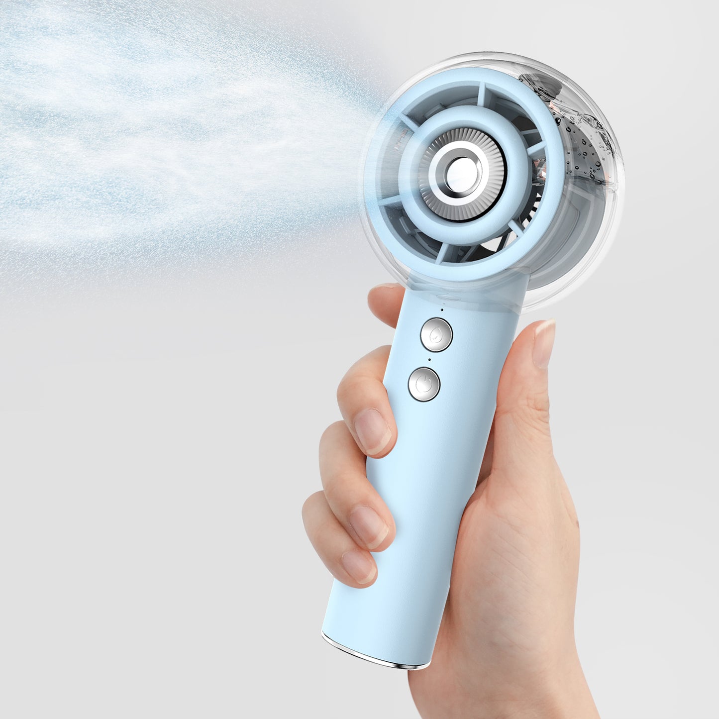 Portable Misting Fan, Handheld Turbo Fan with Mist, 6000mAh Battery Rechargeable Personal Fans Mister 4-Speed, 25ml Water Spray Tank, Gifts for Women Men Home Office Travel Outdoor Camping