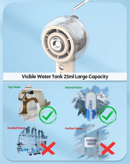 Portable Misting Fan, Handheld Turbo Fan with Mist, 6000mAh Battery Rechargeable Personal Fans Mister 4-Speed, 25ml Water Spray Tank, Gifts for Women Men Home Office Travel Outdoor Camping