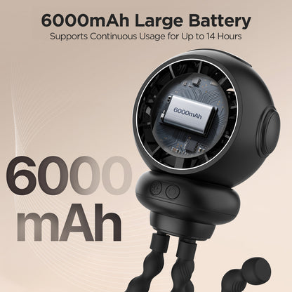 Stroller Fan, 6000mAh Stroller Fans Clip On for Baby with 4 Speeds, LED Display & Night Light, 360° Rotate Rechargeable Portable Fan for Car Seat Crib Bedroom Travel, Gifts for Mom, Dad‌