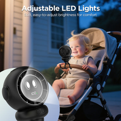 Stroller Fan, 6000mAh Stroller Fans Clip On for Baby with 4 Speeds, LED Display & Night Light, 360° Rotate Rechargeable Portable Fan for Car Seat Crib Bedroom Travel, Gifts for Mom, Dad‌