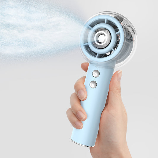 Portable Misting Fan, Handheld Turbo Fan with Mist, 6000mAh Battery Rechargeable Personal Fans Mister 4-Speed, 25ml Water Spray Tank, Gifts for Women Men Home Office Travel Outdoor Camping