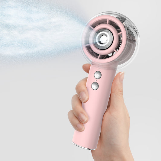 Portable Misting Fan, Handheld Turbo Fan with Mist, 6000mAh Battery Rechargeable Personal Fans Mister 4-Speed, 25ml Water Spray Tank, Gifts for Women Men Home Office Travel Outdoor Camping